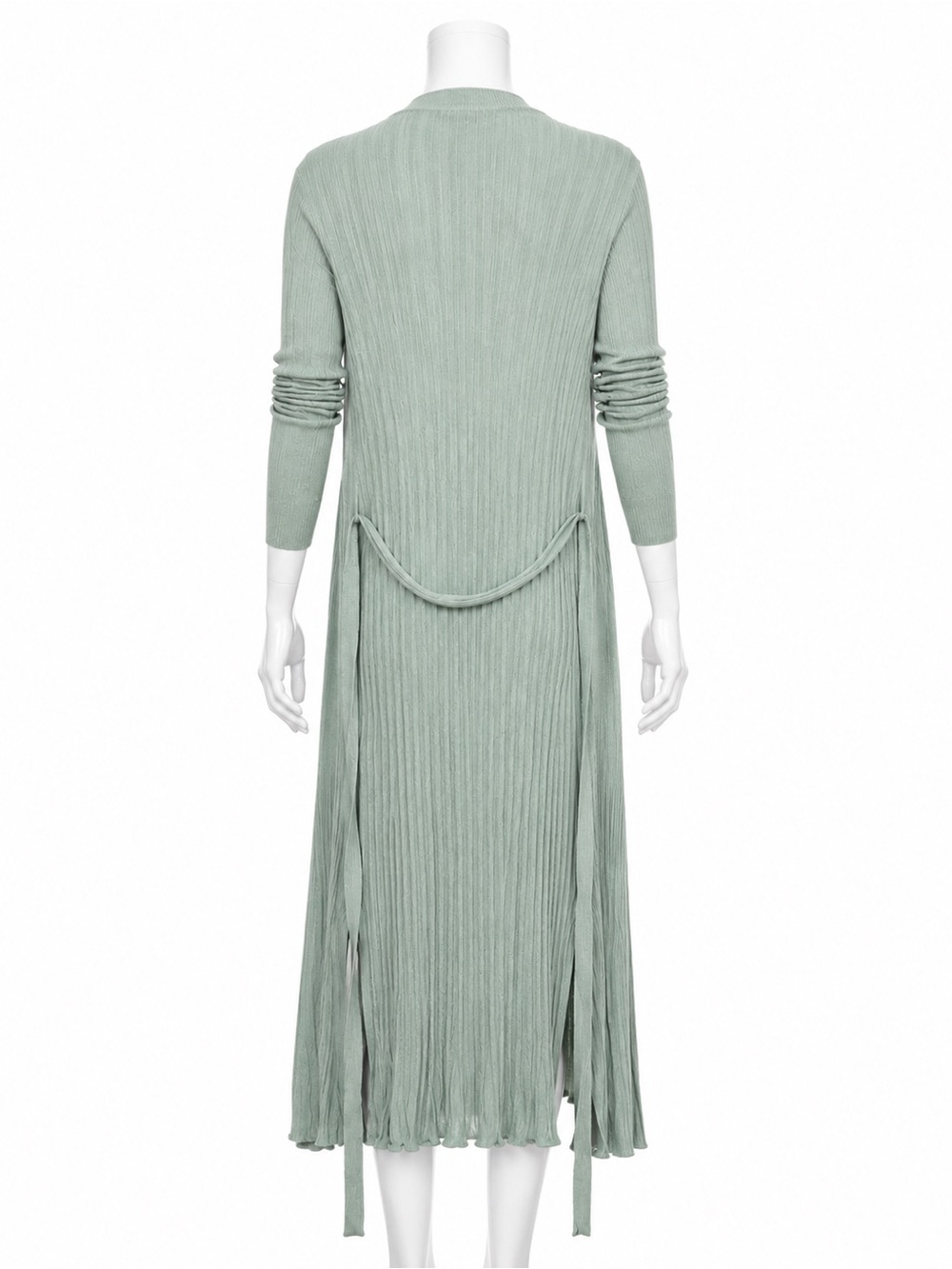 Love Token Sage Green Ribbed Duster Cardigan XS Long Open Front Knit - Picture 4 of 9